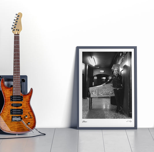 Zach Blair in front of the Dr Dude Pinball machine - Limited Print Run